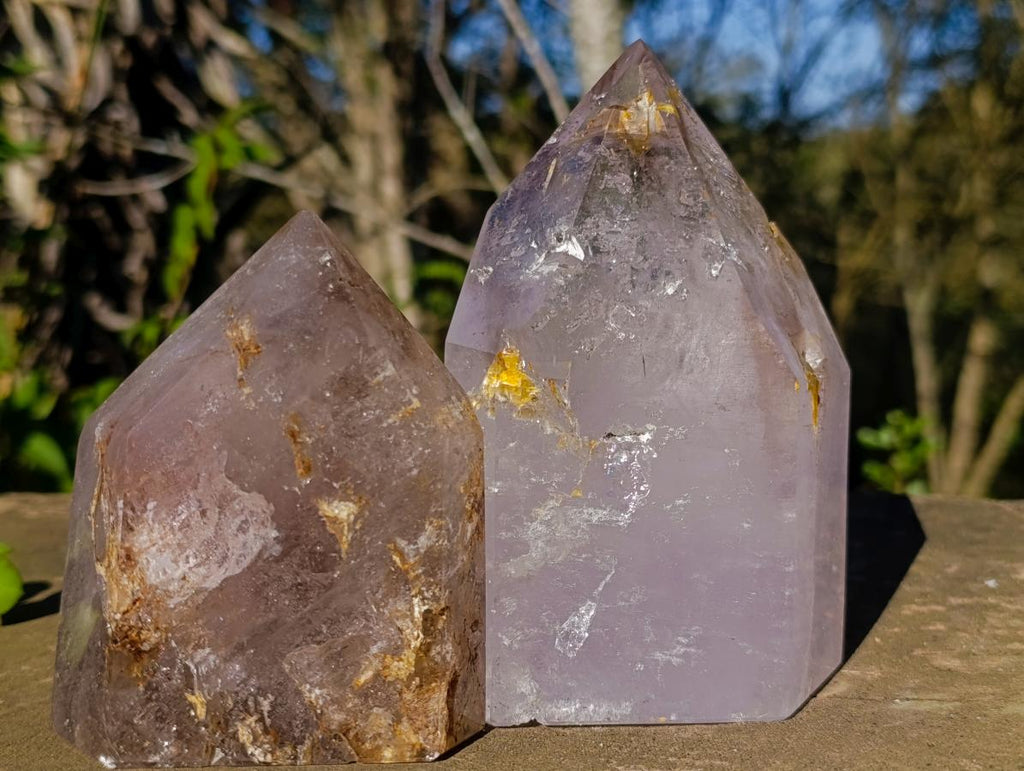 Polished Smokey Amethyst Quartz Crystals x 2 From Madagascar - Toprock Gemstones and Minerals 