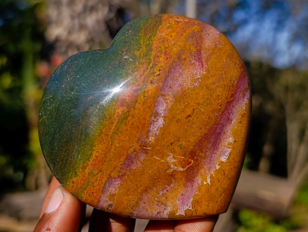 Polished Ocean Jasper Hearts x 6 From Northwest Coast, Madagascar - Toprock Gemstones and Minerals 