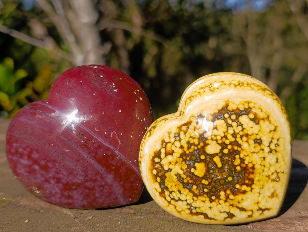 Polished Ocean Jasper Hearts x 6 From Northwest Coast, Madagascar - Toprock Gemstones and Minerals 