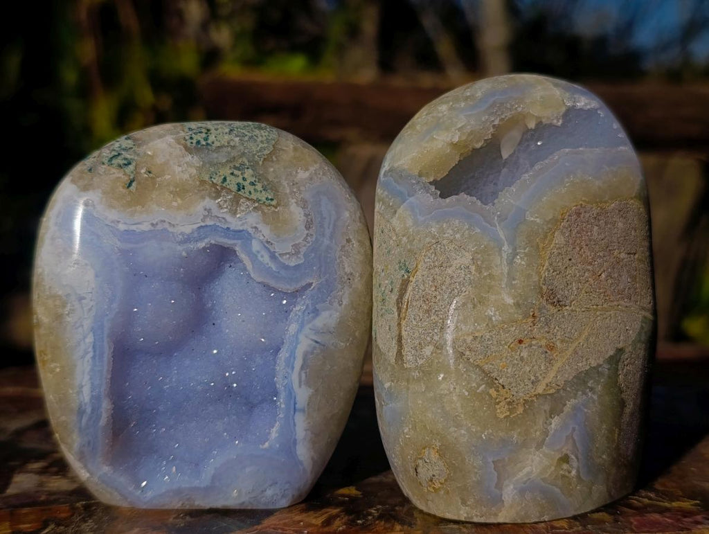 Polished Blue Lace Agate Standing Display Pieces and Free Forms x 6 From Nsanje, Malawi - Toprock Gemstones and Minerals 