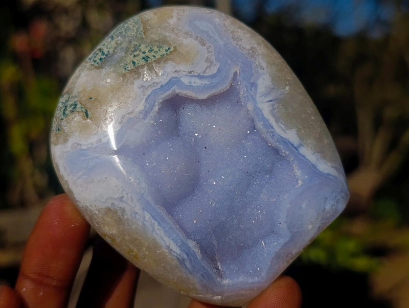 Polished Blue Lace Agate Standing Display Pieces and Free Forms x 6 From Nsanje, Malawi - Toprock Gemstones and Minerals 