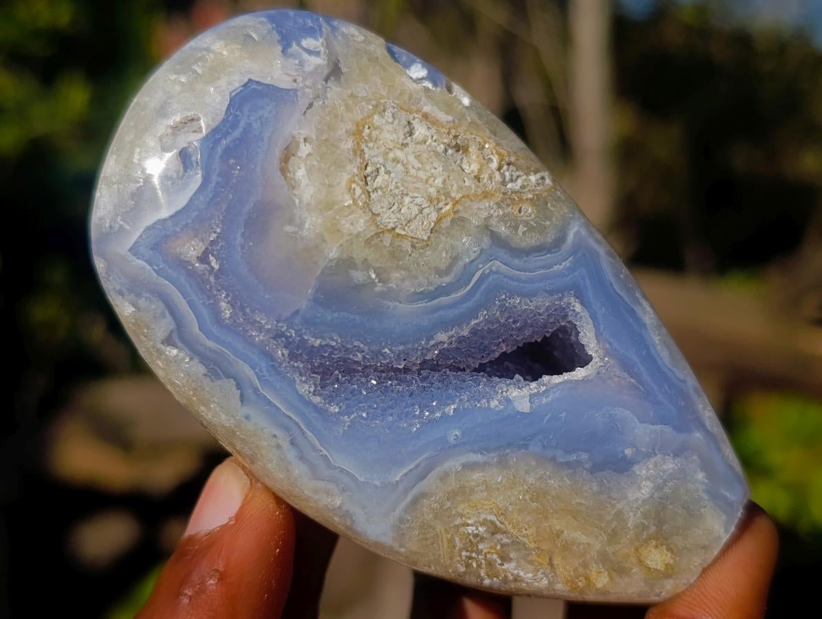 Polished Blue Lace Agate Standing Display Pieces and Free Forms x 6 From Nsanje, Malawi - Toprock Gemstones and Minerals 