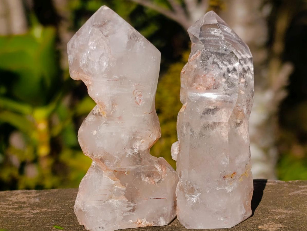 Polished Elestial Girasol Quartz Crystals x 12 From Madagascar - Toprock Gemstones and Minerals 