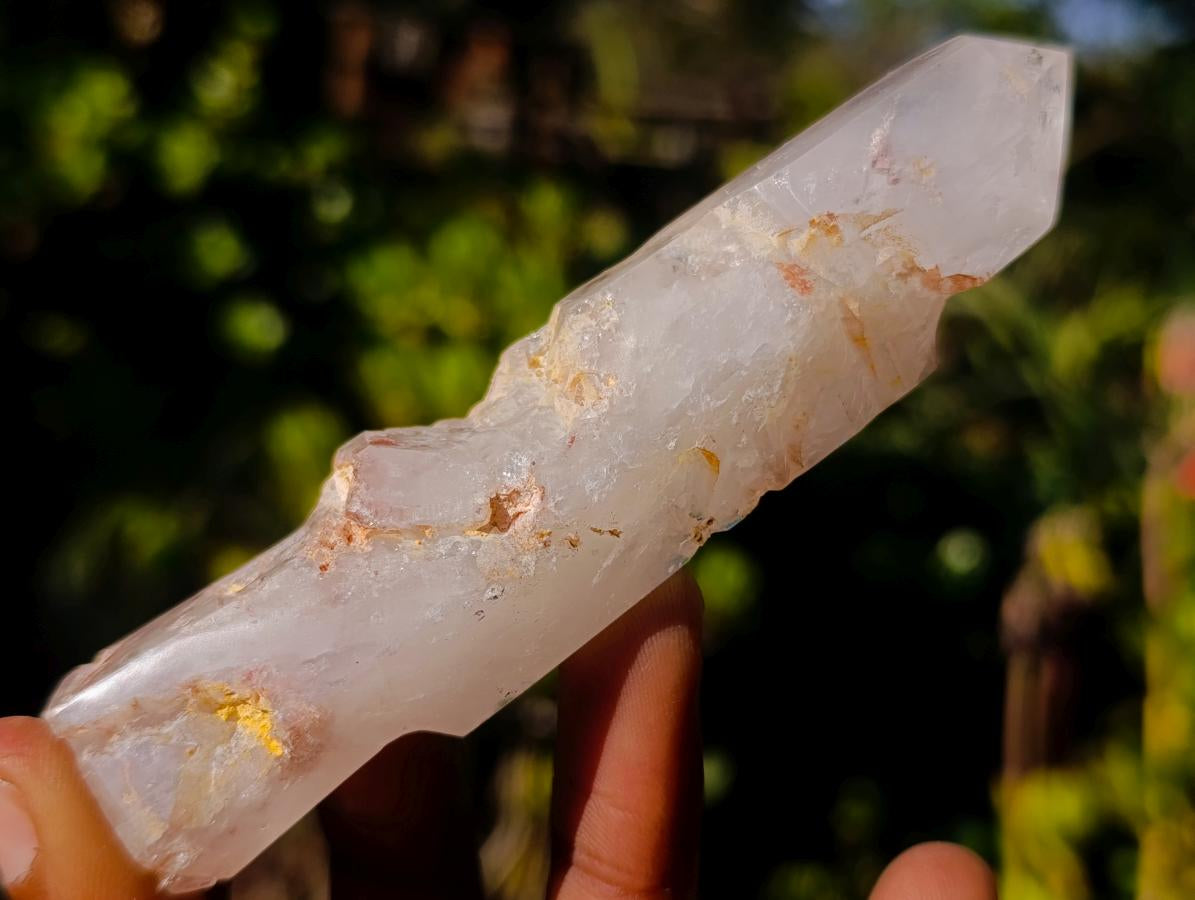 Polished Elestial Girasol Quartz Crystals x 12 From Madagascar - Toprock Gemstones and Minerals 