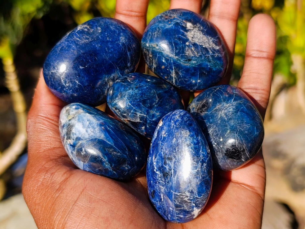 Polished Dumortierite Galets x 24 From Madagascar - Toprock Gemstones and Minerals 
