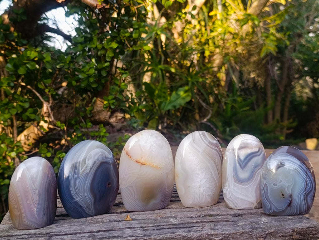 Polished Banded Agate Standing Display Pieces x 6 From Madagascar - Toprock Gemstones and Minerals 