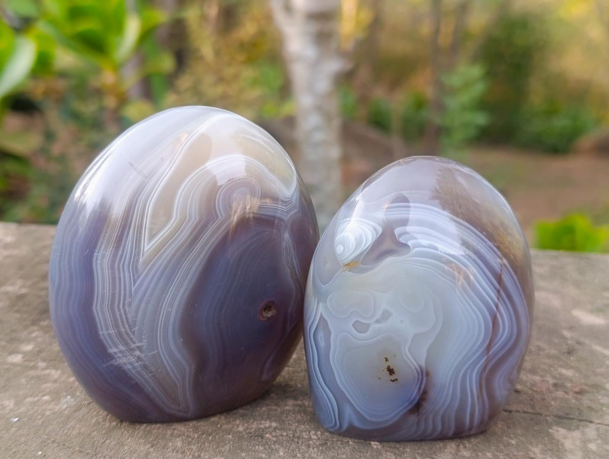 Polished Banded Agate Standing Display Pieces x 6 From Madagascar - Toprock Gemstones and Minerals 