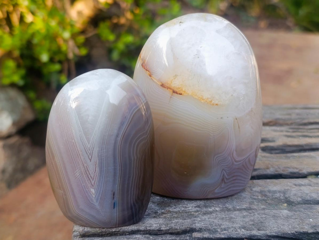 Polished Banded Agate Standing Display Pieces x 6 From Madagascar - Toprock Gemstones and Minerals 