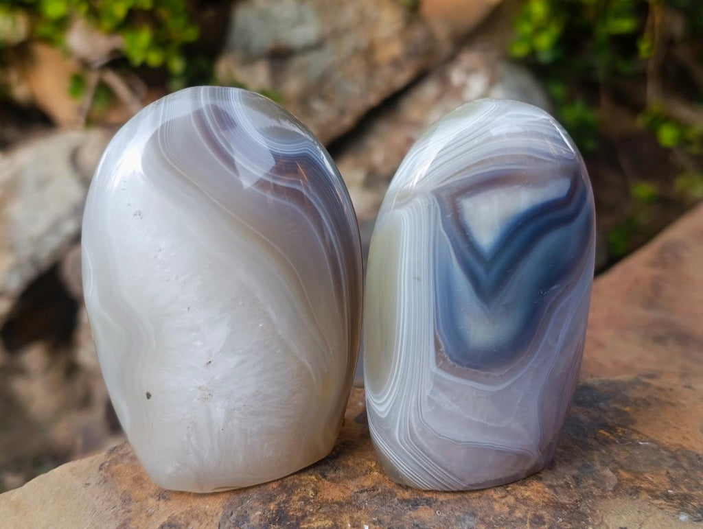 Polished Banded Agate Standing Display Pieces x 6 From Madagascar - Toprock Gemstones and Minerals 