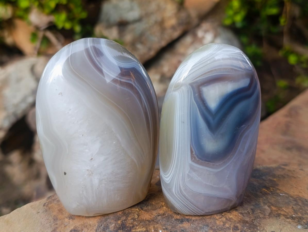 Polished Banded Agate Standing Display Pieces x 6 From Madagascar - Toprock Gemstones and Minerals 