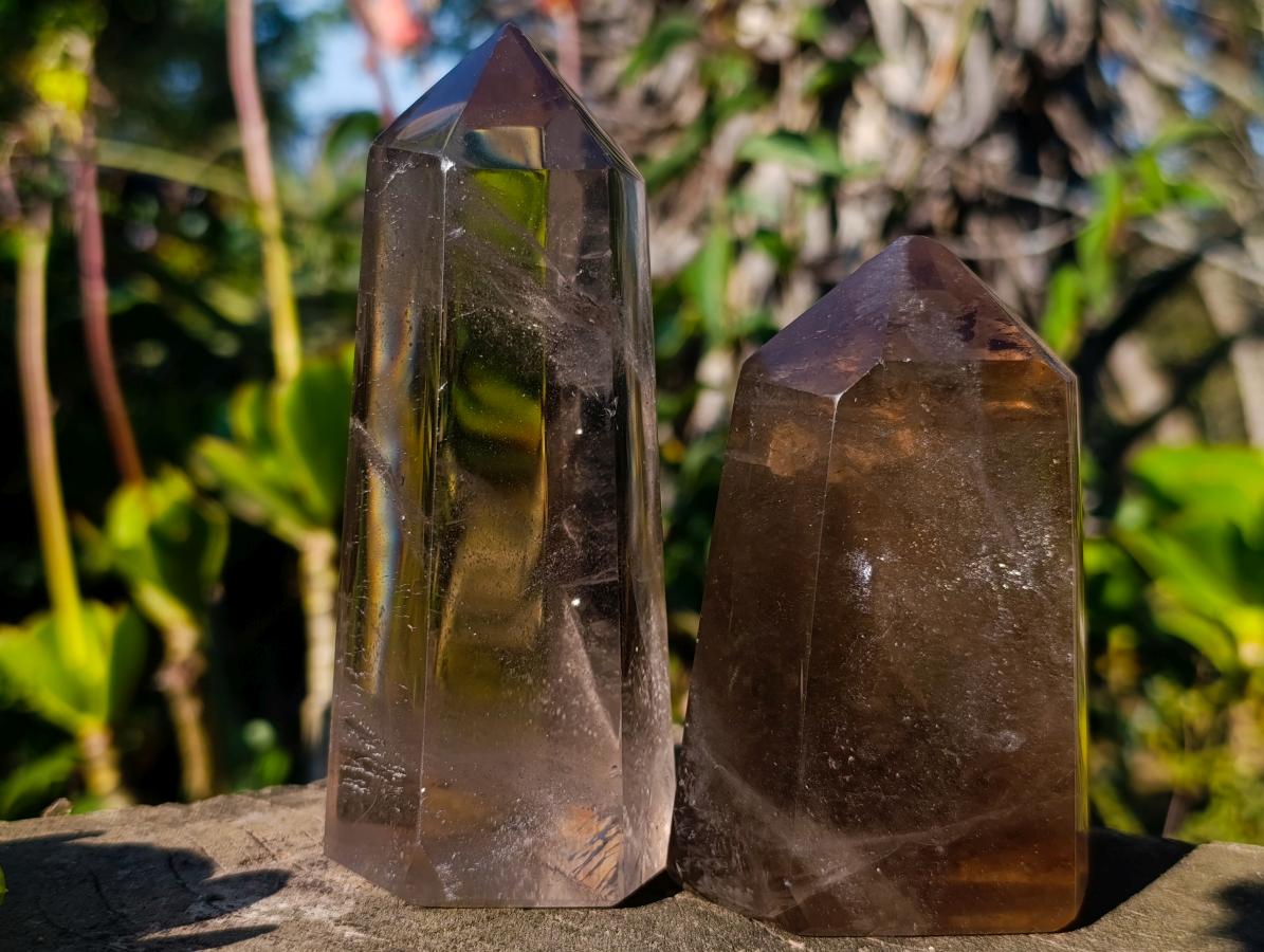 Polished Smokey Quartz Crystals x 4 From Madagascar - Toprock Gemstones and Minerals 