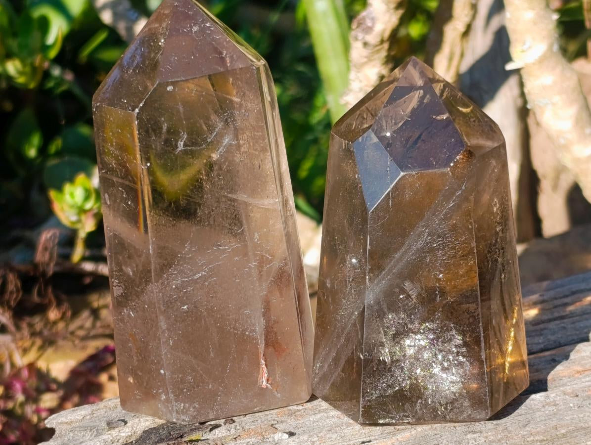 Polished Smokey Quartz Crystals x 4 From Madagascar - Toprock Gemstones and Minerals 