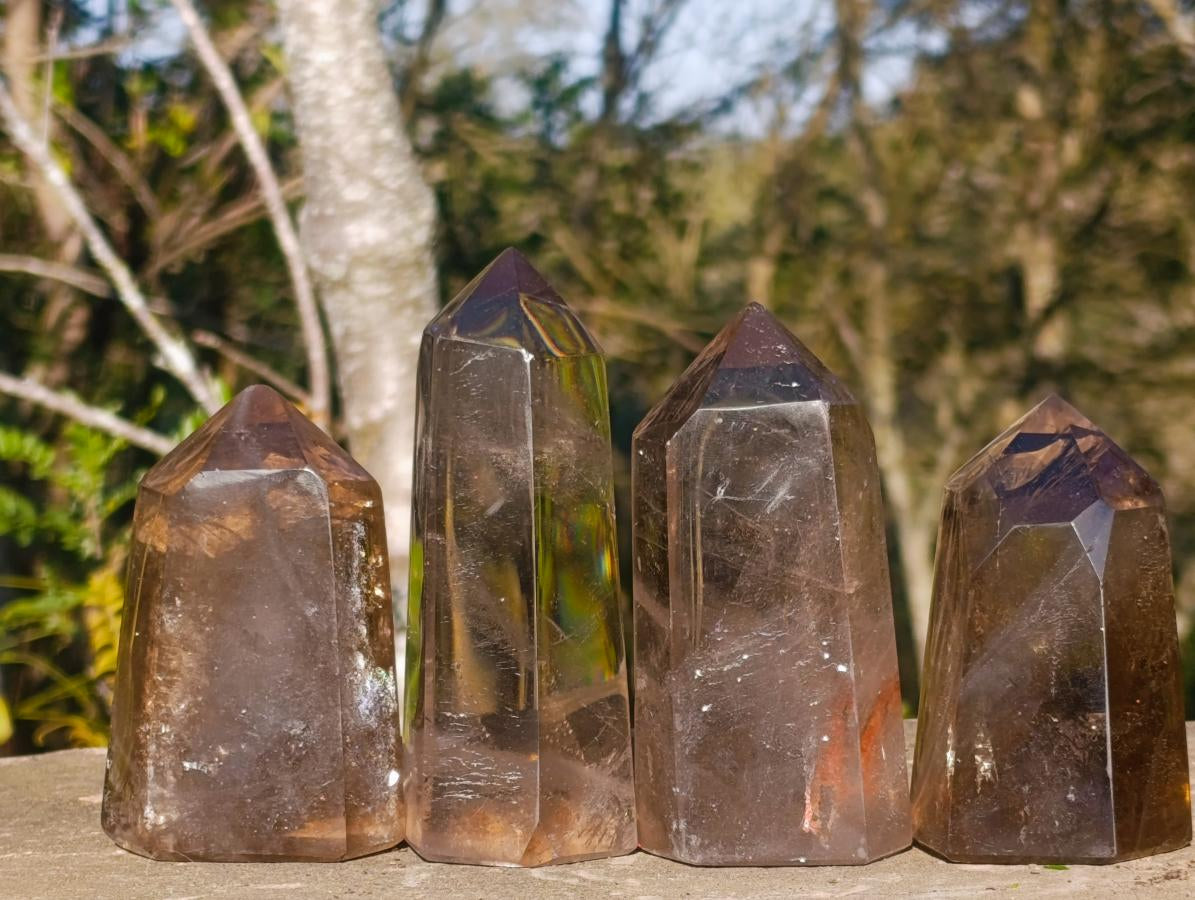 Polished Smokey Quartz Crystals x 4 From Madagascar - Toprock Gemstones and Minerals 