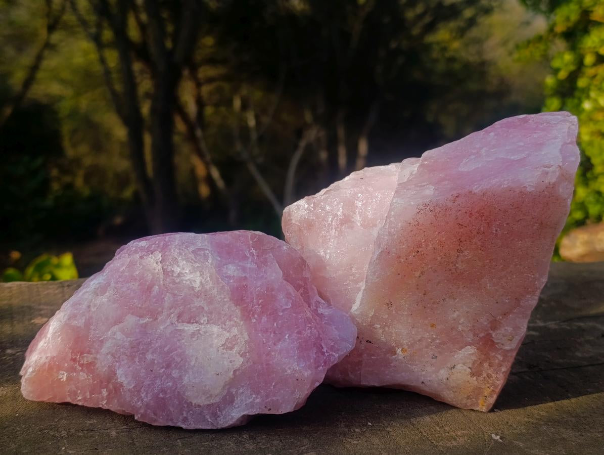 Natural Cobbed Rose Quartz Specimens x 7 From Northern Cape, South Africa - Toprock Gemstones and Minerals 