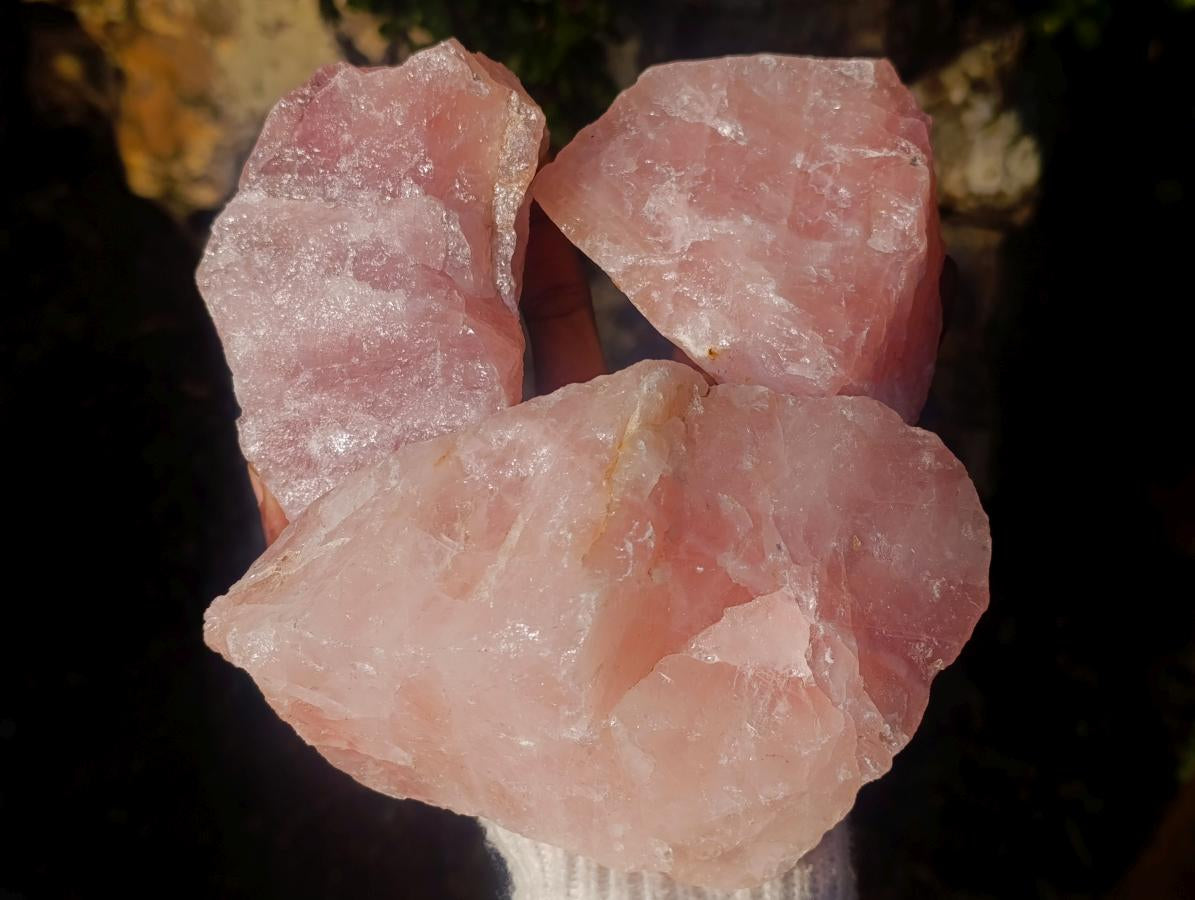Natural Cobbed Rose Quartz Specimens x 7 From Northern Cape, South Africa - Toprock Gemstones and Minerals 