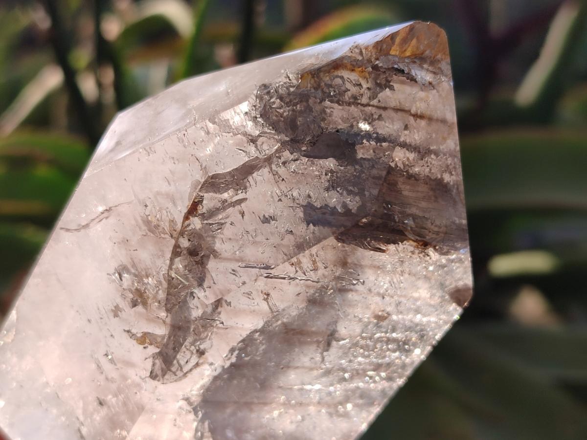 Polished Smokey Window Quartz Display Crystals x 2 From Madagascar - Toprock Gemstones and Minerals 