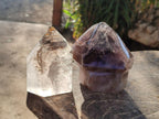 Polished Smokey Window Quartz Display Crystals x 2 From Madagascar - Toprock Gemstones and Minerals 