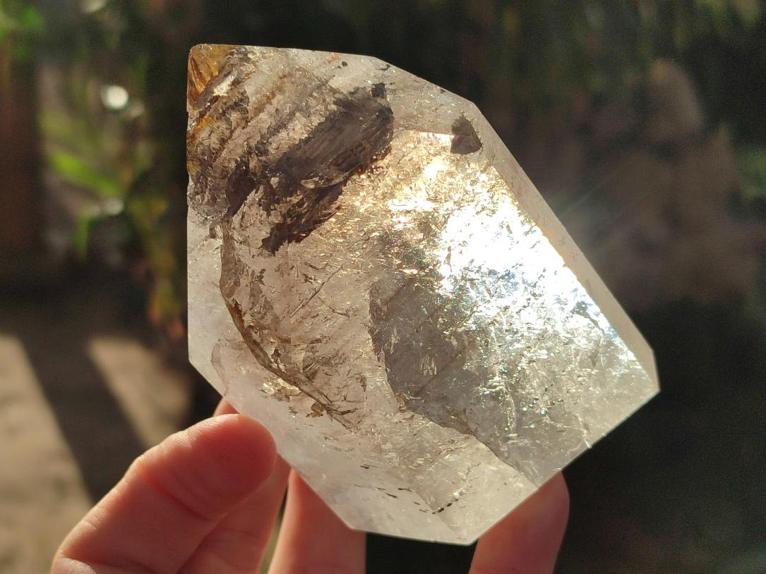 Polished Smokey Window Quartz Display Crystals x 2 From Madagascar - Toprock Gemstones and Minerals 