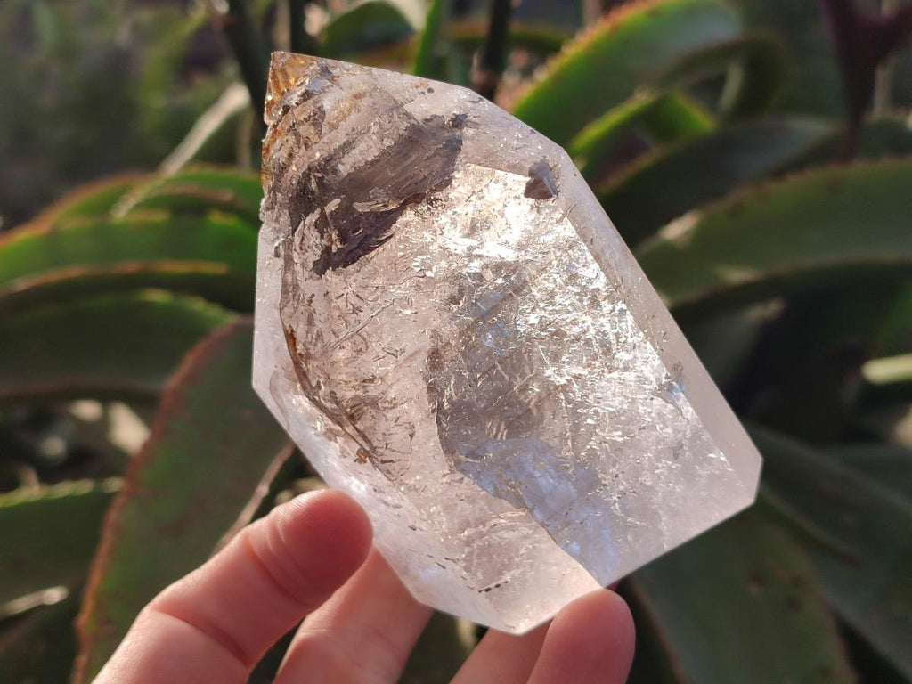 Polished Smokey Window Quartz Display Crystals x 2 From Madagascar - Toprock Gemstones and Minerals 