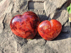 Polished Carnelian Agate Gemstone Hearts x 6 From Madagascar - Toprock Gemstones and Minerals 