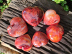 Polished Carnelian Agate Gemstone Hearts x 6 From Madagascar - Toprock Gemstones and Minerals 