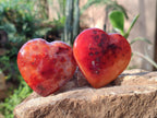 Polished Carnelian Agate Gemstone Hearts x 6 From Madagascar - Toprock Gemstones and Minerals 