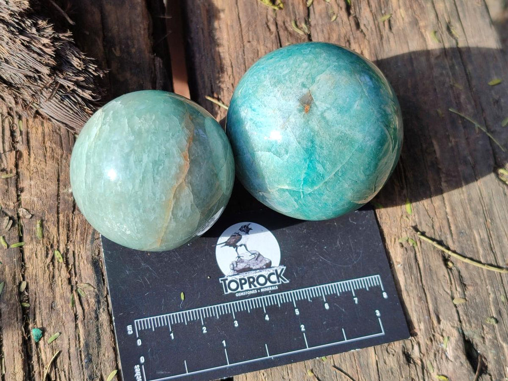 Polished Amazonite Spheres x 6 From Madagascar - Toprock Gemstones and Minerals 