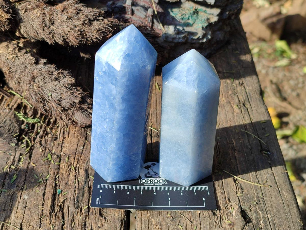 Polished Blue Calcite Display Crystals x 6 From Madagascar - Toprock Gemstones and Minerals 