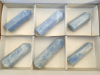 Polished Blue Calcite Display Crystals x 6 From Madagascar - Toprock Gemstones and Minerals 