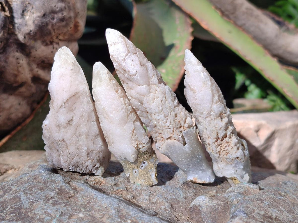Natural Drusy Quartz Coated Spearhead Calcite Crystals x 35 From Albert's Mountain, Lesotho - Toprock Gemstones and Minerals 