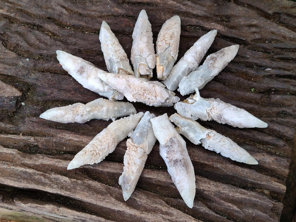 Natural Drusy Quartz Coated Spearhead Calcite Crystals x 35 From Albert's Mountain, Lesotho - Toprock Gemstones and Minerals 