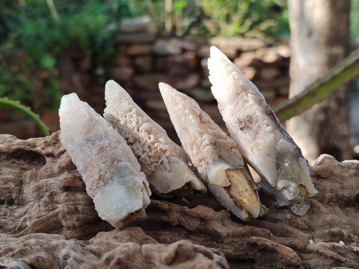 Natural Drusy Quartz Coated Spearhead Calcite Crystals x 35 From Albert's Mountain, Lesotho - Toprock Gemstones and Minerals 
