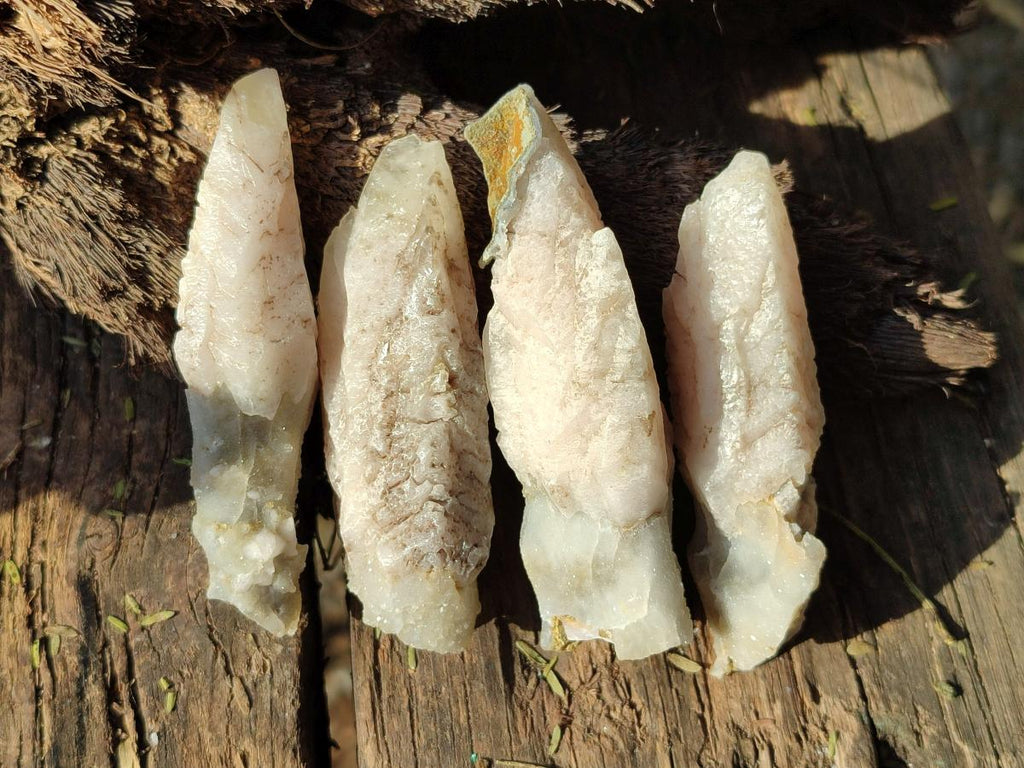 Natural Drusy Quartz Coated Spearhead Calcite Crystals x 35 From Albert's Mountain, Lesotho - Toprock Gemstones and Minerals 