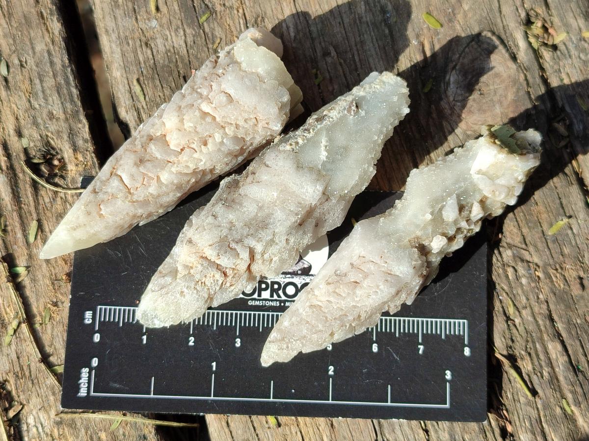 Natural Drusy Quartz Coated Spearhead Calcite Crystals x 35 From Albert's Mountain, Lesotho - Toprock Gemstones and Minerals 