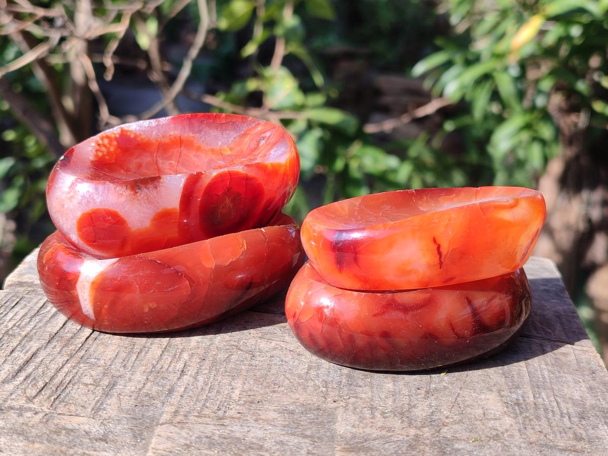 Polished Carnelian Agate Gemstone Bowls x 12 From Madagascar - Toprock Gemstones and Minerals 