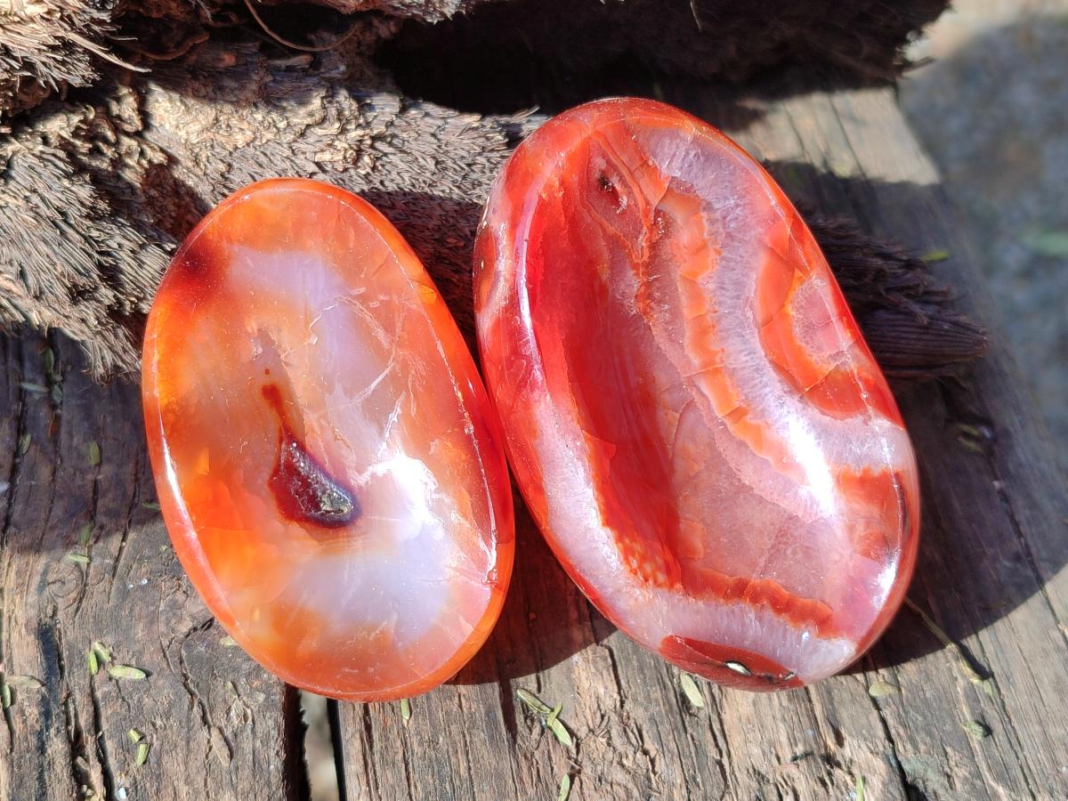 Polished Carnelian Agate Gemstone Bowls x 12 From Madagascar - Toprock Gemstones and Minerals 