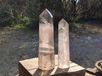 Polished Smokey Quartz Tower and Crystal x 2 From Madagascar - Toprock Gemstones and Minerals 
