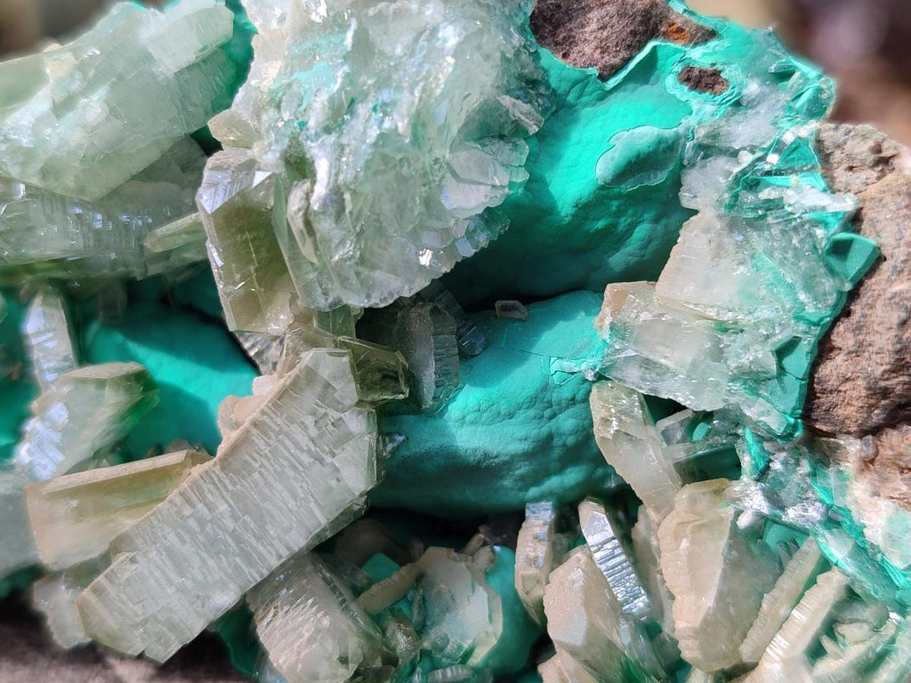 Natural Rare Bladed Barite Specimens with Malachite x 2 From Shangulowé Mine, Congo - Toprock Gemstones and Minerals 