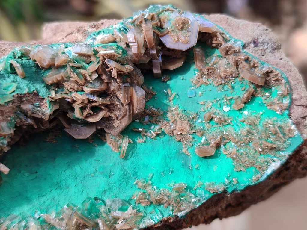 Natural Rare Bladed Barite Specimens with Malachite x 2 From Shangulowé Mine, Congo - Toprock Gemstones and Minerals 