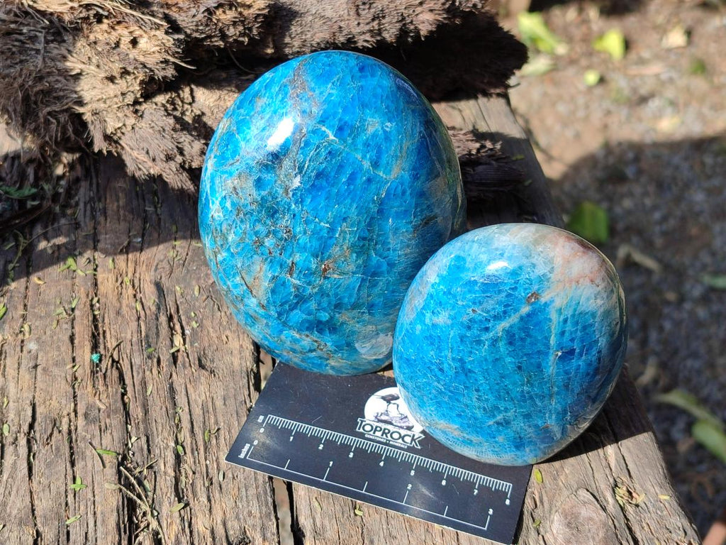 Polished Blue Apatite Standing Display Pieces x 3 From Betroka, Madagascar - Toprock Gemstones and Minerals 