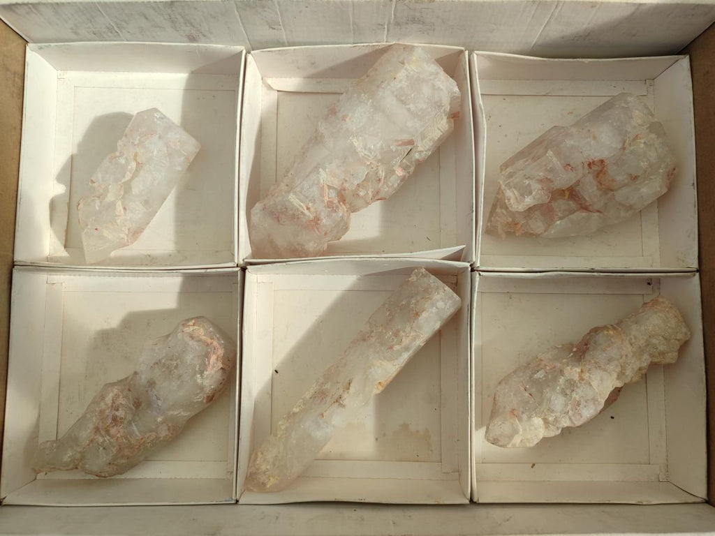 Polished GIrasol Elestial Quartz Display Crystals x 6 From Madagascar - Toprock Gemstones and Minerals 