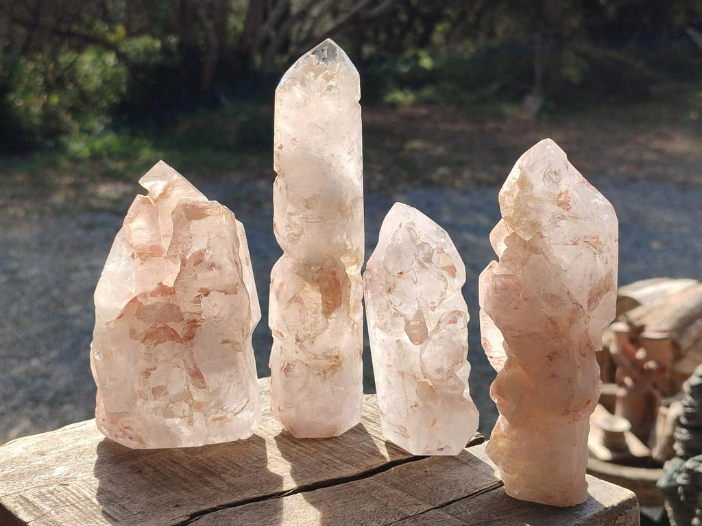 Polished GIrasol Elestial Quartz Display Crystals x 6 From Madagascar - Toprock Gemstones and Minerals 