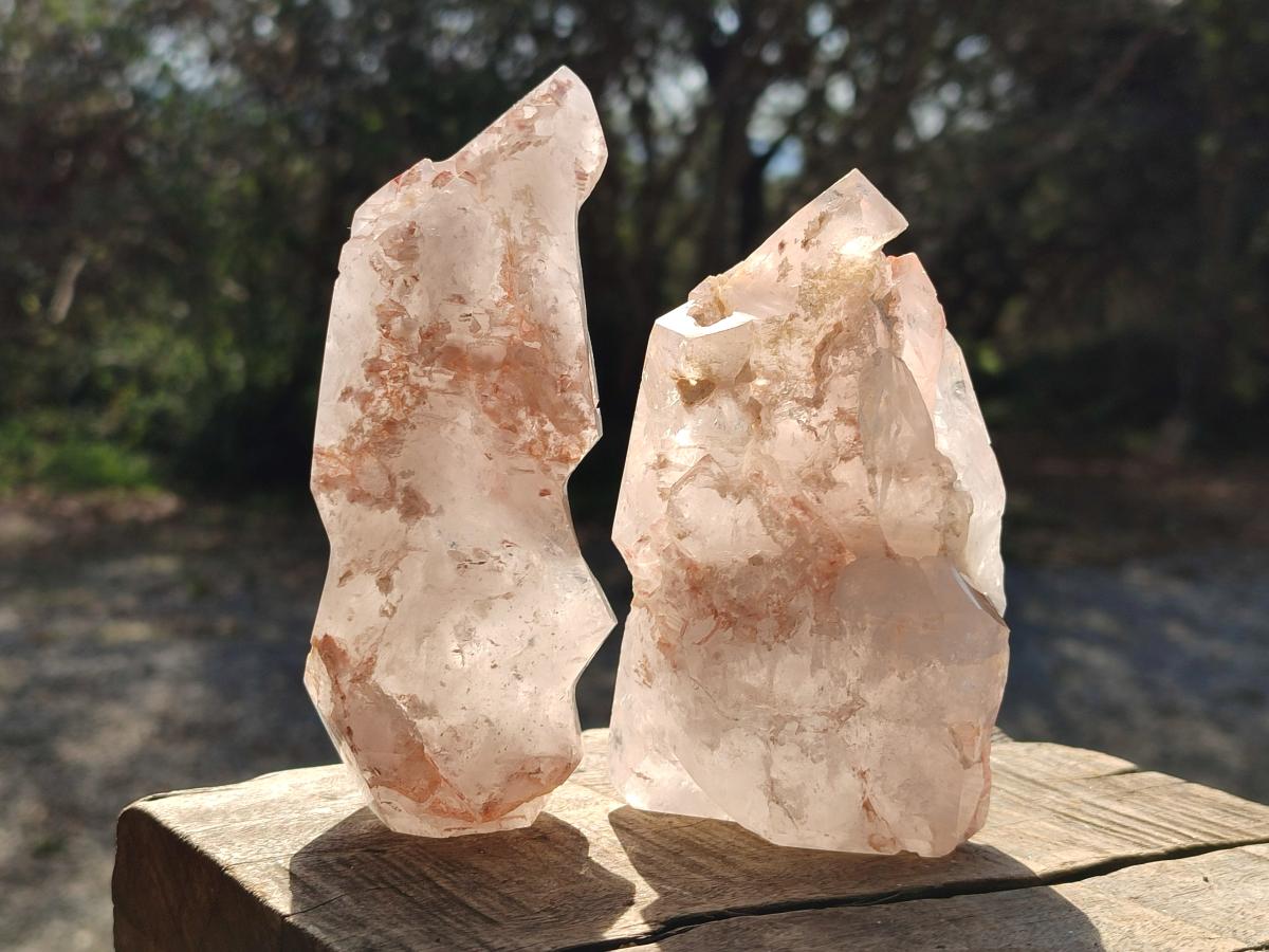 Polished GIrasol Elestial Quartz Display Crystals x 6 From Madagascar - Toprock Gemstones and Minerals 