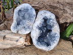 Natural Blue Celestite Geode Specimens x 2 From Sakoany, Madagascar - Toprock Gemstones and Minerals 