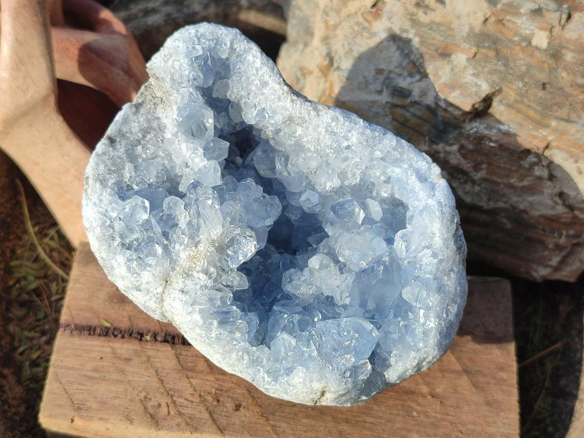 Natural Blue Celestite Geode Specimens x 2 From Sakoany, Madagascar - Toprock Gemstones and Minerals 