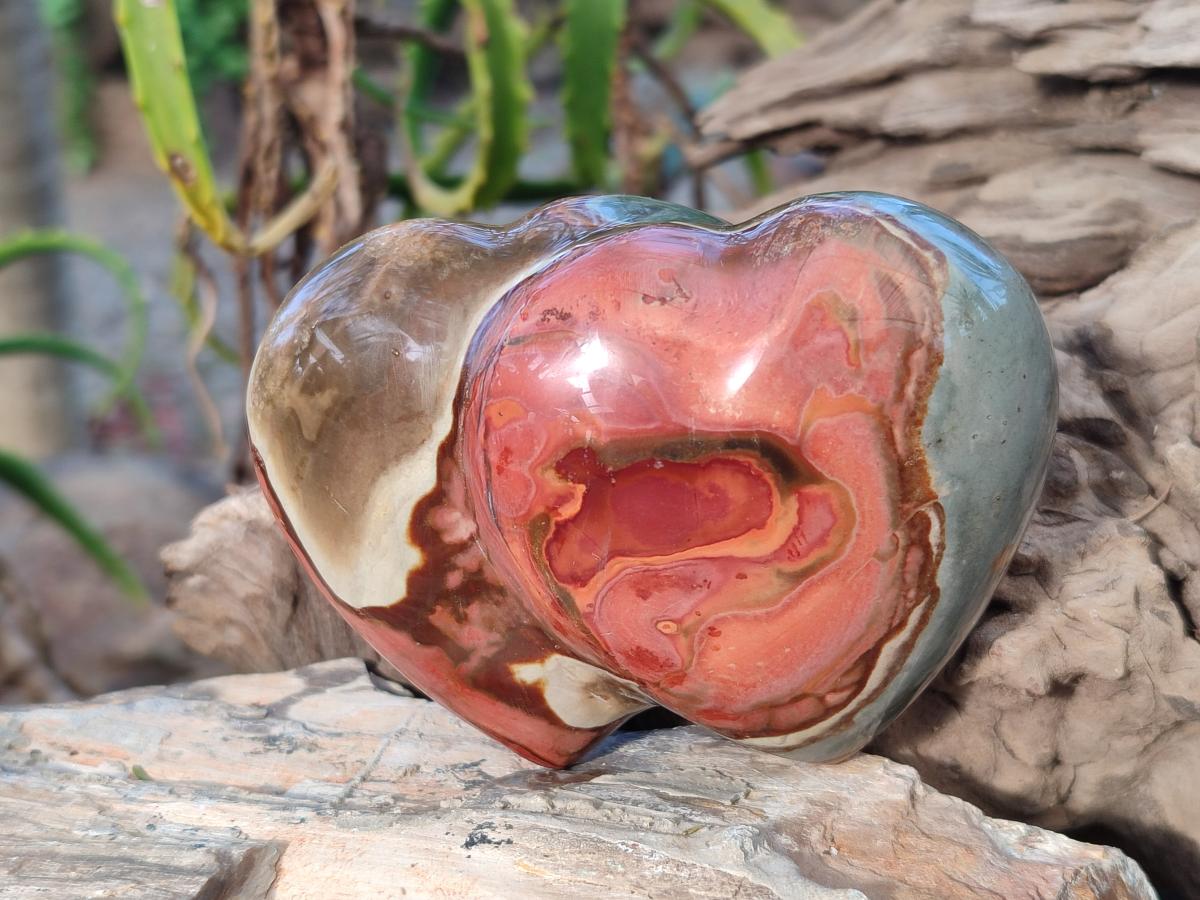 Polished Polychrome Jasper Twin Hearts x 6 From NW Coast, Madagascar - Toprock Gemstones and Minerals 