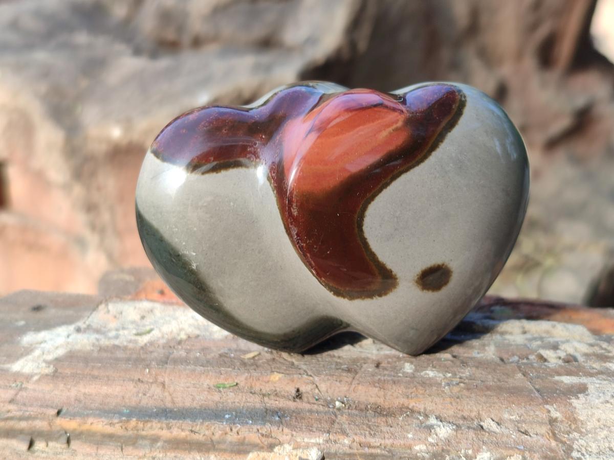 Polished Polychrome Jasper Twin Hearts x 6 From NW Coast, Madagascar - Toprock Gemstones and Minerals 