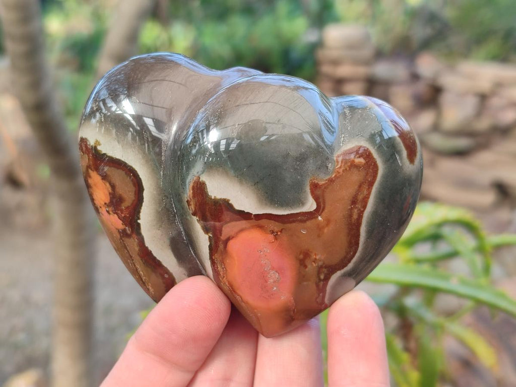 Polished Polychrome Jasper Twin Hearts x 6 From NW Coast, Madagascar - Toprock Gemstones and Minerals 