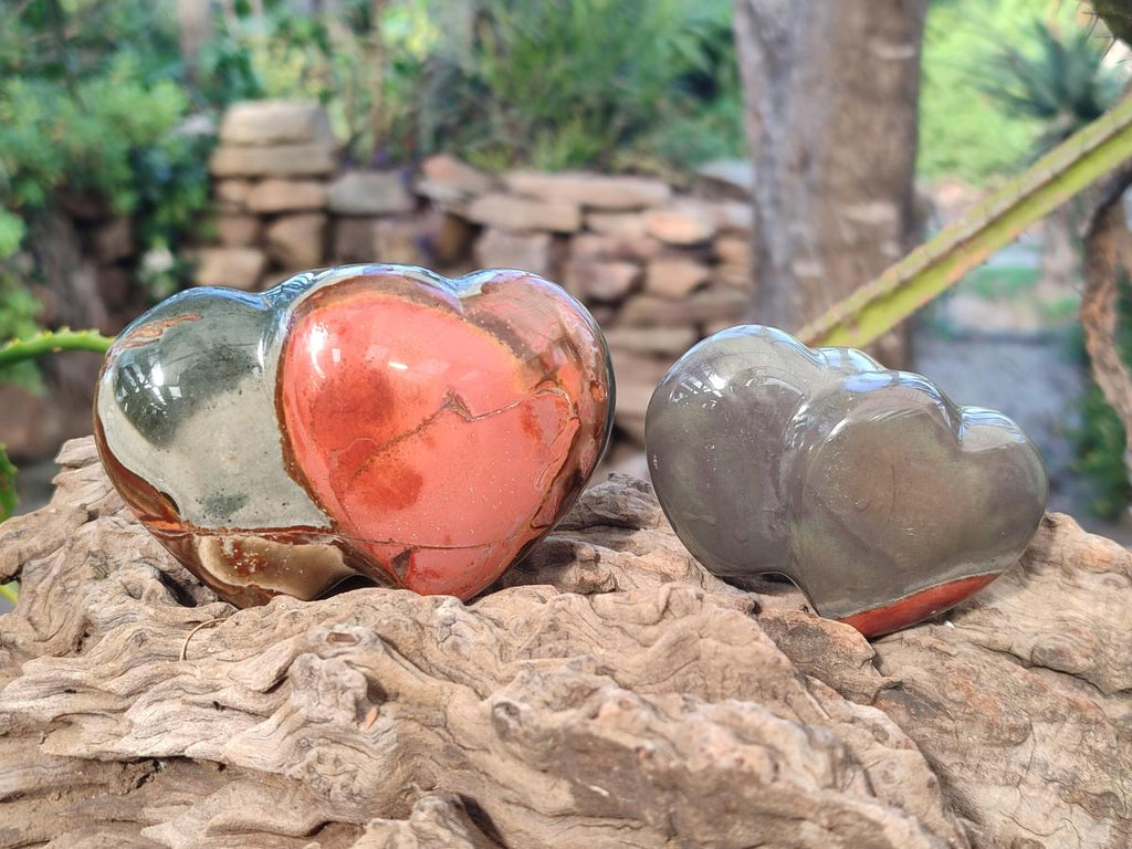 Polished Polychrome Jasper Twin Hearts x 6 From NW Coast, Madagascar - Toprock Gemstones and Minerals 