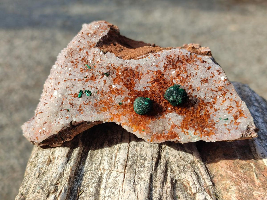 Natural Ball Malachite Specimens Coated with Drusy Quartz on Dolomite x 4 From Mindingi Mine, Congo - Toprock Gemstones and Minerals 